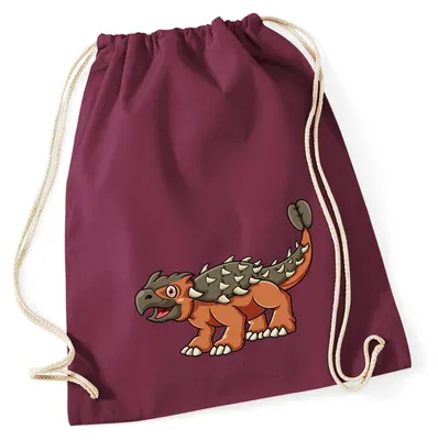 Produktbild von Huuraa Turnbeutel Ankylosaurus Dinosaurier 12 Liter Burgundy Baumwolle Rucksack Geschenkidee