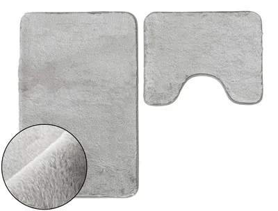 Produktbild von Badematte Badteppich Badvorleger Lombok Grau Hellgrau 2 TLG 50x80cm + 50x40 cm