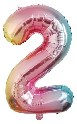 Produktbild von Folienballon Zahl 2, ca. 80 cm, regenbogenfarben