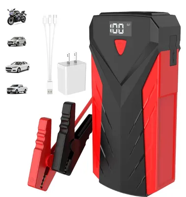 Image de Batterie externe de démarrage pour voiture - Appareil de démarrage 12 V, 22 800 mAh - Courant de crête de 600 A - Pour moteurs essence/diesel jusqu'à 6,0 L - Fonction de recharge USB
