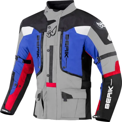 Produktbild von Berik Dakota wasserdichte 3in1 Motorrad Textiljacke, schwarz/grau/blau/rot, 52