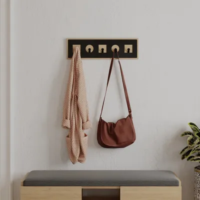 Zdjęcie produktu dla Wieszak ścienny DECORTIE Icon, wieszak z haczykami, wieszak na płaszcze, dąb