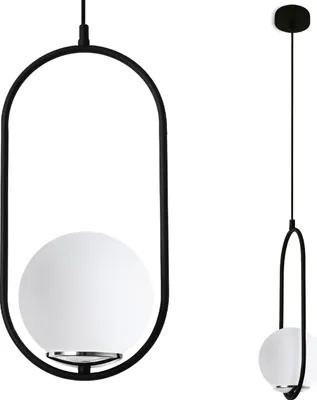 Obrázek produktu pro Závěsné svítidlo Luna, černé a chromové – 1 žárovka s bílým stínidlem, E14