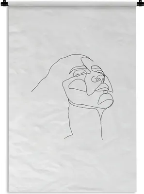 Produktbild von MuchoWow® Wandteppich Wandbehang Frauen - Schwarz - Weiß - Strichzeichnung 90x135 cm Tapisserie Dekoration Wandtuch - Baumwolle - Wandskulptur
