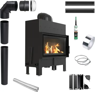 Immagine prodotto di Inserto per caminetto KRATKI FLOKI 12kW Ø200 nero con serratura Set di montaggio