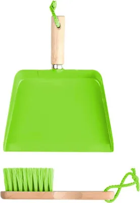 Produktbild von Esschert Design Kinderhandfeger & Kehrblech Grün -  Holz & Metall