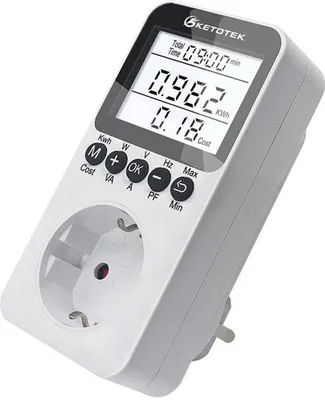 Obrázek produktu pro Wattmeter, průtokoměr, měření spotřeby výkonu, průtokoměr s LCD displejem, podsvícení, ochrana přetížení, 3680 W