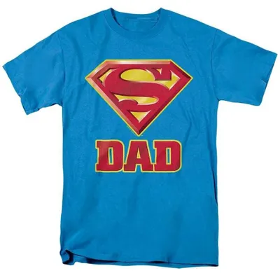 Image de T-shirt "Super Dad" Superman, pour hommes et femmes, modèle unie, référence TV38749 (taille M), couleur turquoise
