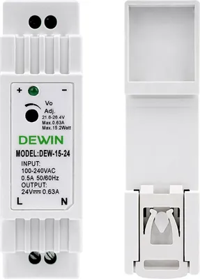 Produktbild von DEW-15-24 Industrienetzteil 24V 0,63A 15W Schaltnetzteil für DIN-Schiene