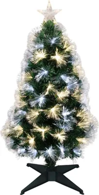 A decorated Christmas tree with fiber optic lights.