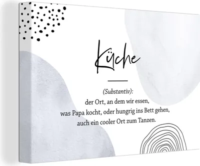 Produktbild von OneMillionCanvasses® - Leinwandbilder - 150x100 cm, Sprichwörter - Küche - Wörterbuch - Zitate - Definition Küche, Wandbilder Kunstdruck Wanddekoration - Foto auf Leinwand - Gemälde