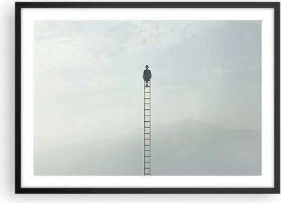 Produktbild von Gerahmtes Poster - Schwarzer Rahmen - Leiter Himmel Symbol - 70x50 cm - Wand Bild - Wanddeko - Wandbilder - Kunstposter - Wandposter - Bilderrahmen - Bilder - Kunstdruck - P2BAA70x50-4463