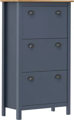 Produktbild von Schuhschrank Hill Grau 72x35x124 cm Massivholz Kiefer