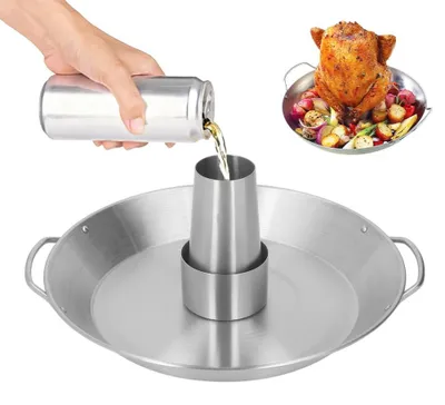 Bierdosen-Hähnchenhalter aus Edelstahl, BBQ-Bratpfanne, vertikales Grillzubehör