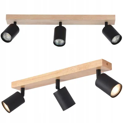 Produktbild von MasterLED Deckenstrahler - GU10, 3-flammig, Schwarz, Holz, beweglich - Minimalistische LED deckenleuchte für das Wohnzimmer
