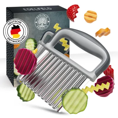 Produktbild von Edelfeld Wellenschneider für Pommes, Obst & Gemüse - Spülmaschinenfestes Wellenmesser - Riffelmesser für Erwachsene & Kinder - für BLW & aus Edelstahl