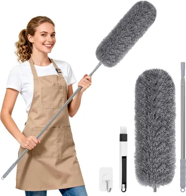 Obrázok produktu pre Mikrovláknový teleskopický utierok na prach, nastaviteľný do dĺžky 280 cm, s utieracou hlavou 40 cm, vhodný na utieranie vysokých stropov
