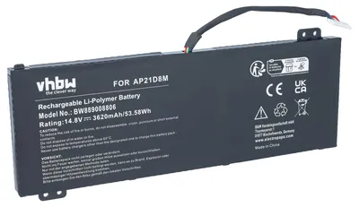 Produktbild von vhbw Akku Ersatz für Acer KT.00407.007, KT00407009, KT.0040G.015, KT.00407.013, KT.00407.009, KT.00407.017 für Notebook (3620 mAh, 14,8 V, Li-Polymer)