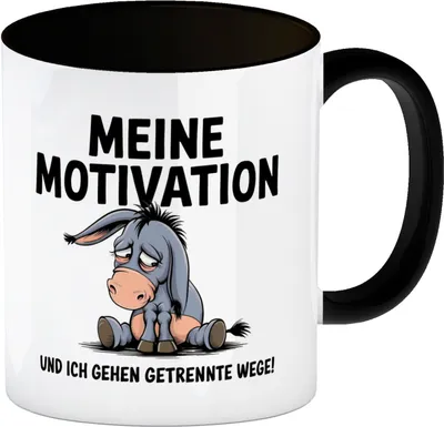 Produktbild von Trauriger Esel - Keine Motivation Kaffeebecher in schwarz