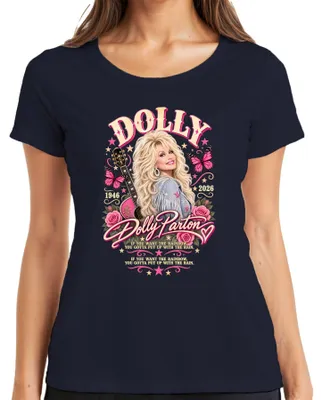 Immagine prodotto di Dolly Parton. In memoria. 1946-2026. Leggenda della musica country. Maglietta da donna, colore blu navy, taglia M
