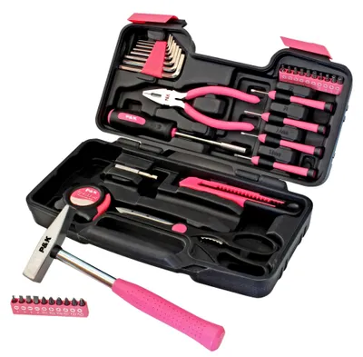 Produktbild von 39-teiliges Werkzeugset in einem rosa Koffer