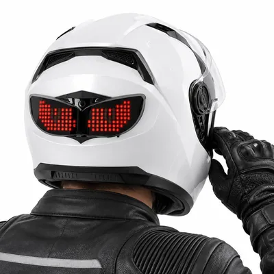 Produktbild von Fahrradhelm Rücklicht LED, Helmlicht mit Bremslicht Sensor, USB Akku, programmierbare LED Anzeige, wasserdicht für Fahrrad E-Bike Motorrad