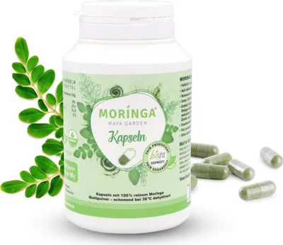 Produktbild von Moringa Kapseln 140 Stück, Maya Garden, ohne Zusatzstoffe