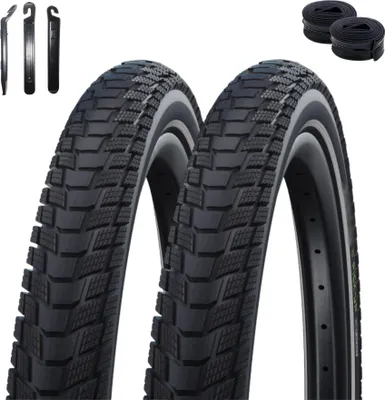 Obrázek produktu pro 2 x Schwalbe Pick Up Performance Super Defense jízdní kolo pneumatiky černá/Reflex 55-559 (26 x 2,15) + 2 x Schwalbe duše DV13 včetně montážních páček