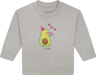 Produktbild von Mr. & Mrs. Panda Organic Baby Pullover Avocado Party Zeit 12. - 18. Monat - Heather Grey - Geschenk, Genießen, Happy Birthday, Geburtstagsfeier, Bullover, Geburtstag