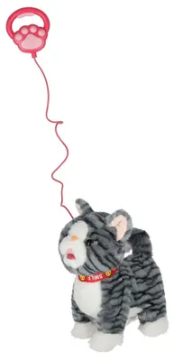 Produktbild von Interaktive Plüschkatze an der Leine, miaut, Grau