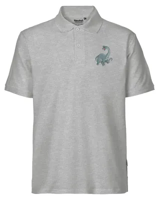 Produktbild von Huuraa Herren Polo Shirt Brachiosaurus Dinosaurier XXL Sport Grey Bio Baumwolle Fairtrade Poloshirt Geschenkidee