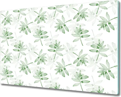 Produktbild von Glas Schneidebrett Herdabdeckplatten Schneideplatten - 80x52 cm - Grüne Blätter