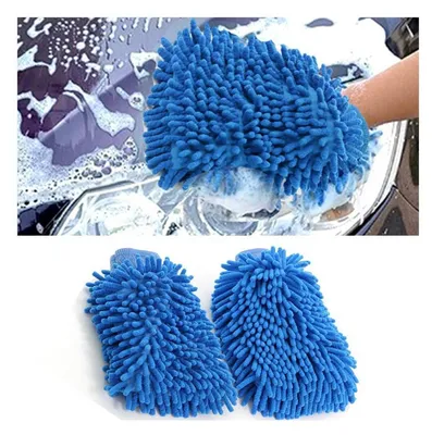 Produktbild von Autowaschhandschuh Mikrofaser 2 Stück Blau Kratzfrei Saugfähig