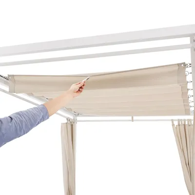 Produktbild von Juskys Doppel Loungebett Kreta - Gartenliege für 2 Personen - Dach & Rückenlehne verstellbar - Sonnenliege für Terrasse, Garten & Balkon - Liege Weiß