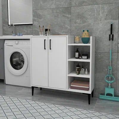 Produktbild von Skye Decor, Leskar - White, Mehrzweckschrank, Weiß, 100 % MELAMINBESCHICHTETE SPANPLATTEN, 90 x 29,6 x 90,6 cm