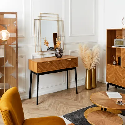 Image de Console - HOME DECO FACTORY - Felix - Authentique - Industrielle - Marron et Noir