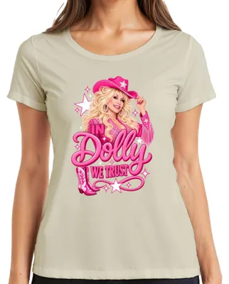 Produktbild von In Dolly We Trust Pink Cowgirl Hut Country Musik Western Nashville Damen T-Shirt, Natur, XL