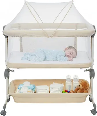 Imagen del producto de Cuna auxiliar para bebés con ruedas, 3 en 1