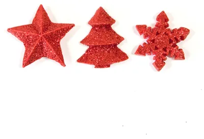 Produktbild von 12 rote Glitzer-Tischdekorationen Weihnachten 2,5 cm - Einheitsgröße