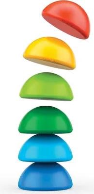 A stack of colorful, dome-shaped building blocks.