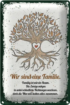 Produktbild von Blechschild Spruch Wir sind Familie alles zusammen 18x12cm