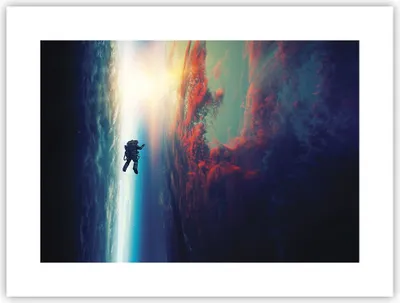 Produktbild von Poster - Poster ohne Rahmen - Kosmos Astronaut Planet - 40x30 cm - Wand Bild - Wanddeko - Wandbilder - Kunstposter - Wandposter - Bilder - Kunstdruck - Wanddekoration - Wandbild - P2XAA40x30-5049