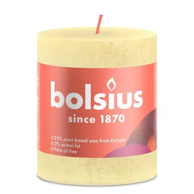 Obrázok produktu pre Bolsius Rustikálna stĺpová sviečka Jemná žltá 80/68 mm