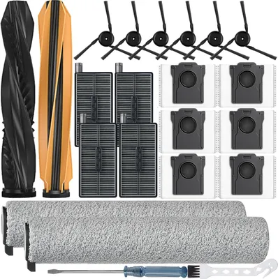 Produktbild von 22 Stück Zubehör für Dreame Aqua10 Ultra Roller und Aqua10 Ultra Roller Complete Saugroboter,Bestehend Aus 1 Hauptbürste,2 Rollenmopp-Pad,4 HEPA Filtern,6 Seitenbürsten,6 Staubbeutel