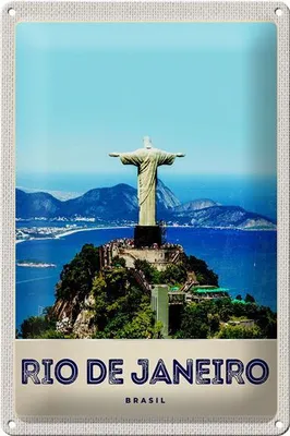Produktbild von Blechschild Reise 20x30cm Brasilien Amerika Christus Statuee