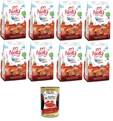 Produktbild von Naty Waferkekse mit Kakaocreme, Kakao, 8x75gr + Italian Gourmet polpa 400g