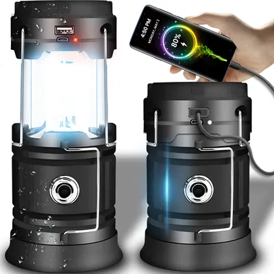 Produktbild von Latarnia kempingowa LED Słoneczna lampa kempingowa Wodoodporna lampa namiotowa Przenośna lampa ręczna Akumulatorowa lampa awaryjna Ładowarka awaryjna Turystyka Retoo