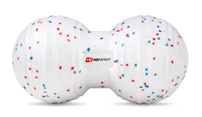 Obrázok produktu pre Hop-Sport dvojitá masážna loptička EPP s priemerom 12 cm na terapiu spúšťacích bodov a automasáž - biela