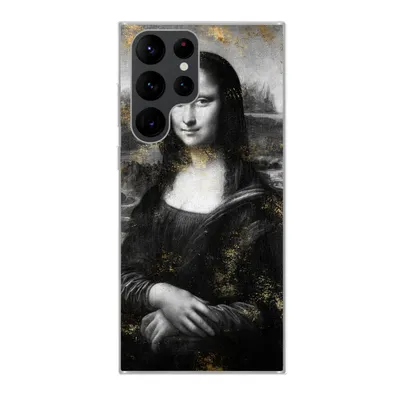 Produktbild von MuchoWow® Handyhülle Schutzhülle Hülle für Samsung Galaxy S22 Ultra Mona Lisa - Gold - Schwarz Silikon Softcase Handy Hülle - Abbildung