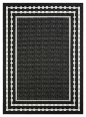 Produktbild von Robuster In- und Outdoor Flachgewebe Teppich 100% Polypropylen , Farbe:Schwarz, Maße:140x200 cm